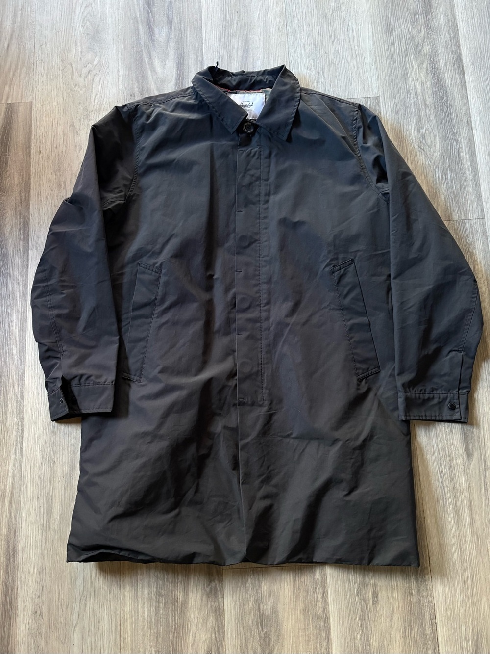 Men's Herschel Black Overcoat Jacket - Classic Lightweight Coat